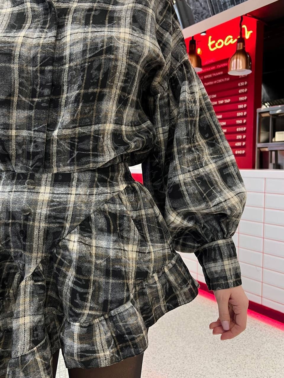 костюмы женские с юбкой,юбка и рубашка,костюм рубашка и юбка,костюм двойка с юбкой и рубашкой в клетку btf brand,рубашка женская в клетку модная