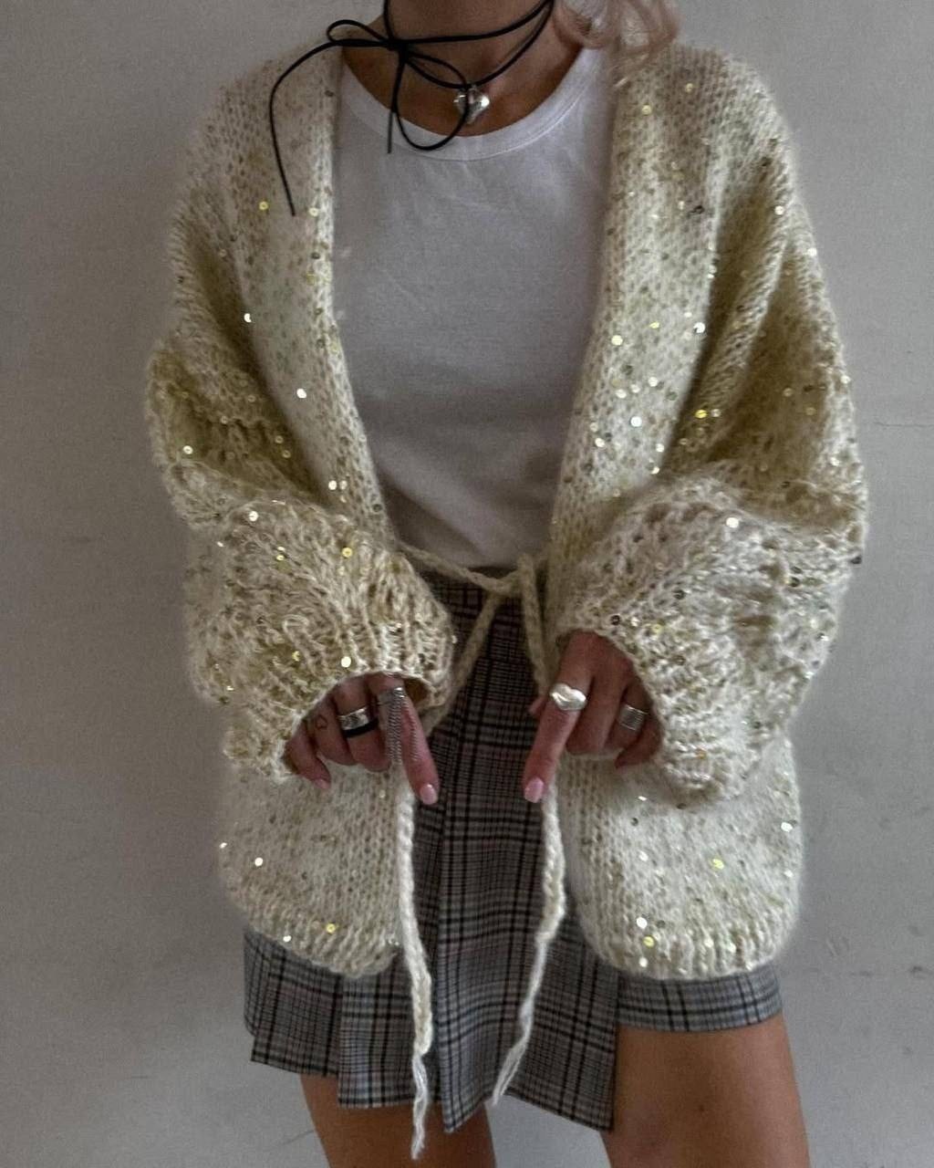 кардиган с пайетками,кофта с пайетками,кардиган вязаный,кардиган с пайетками "сияние",стильная кофта