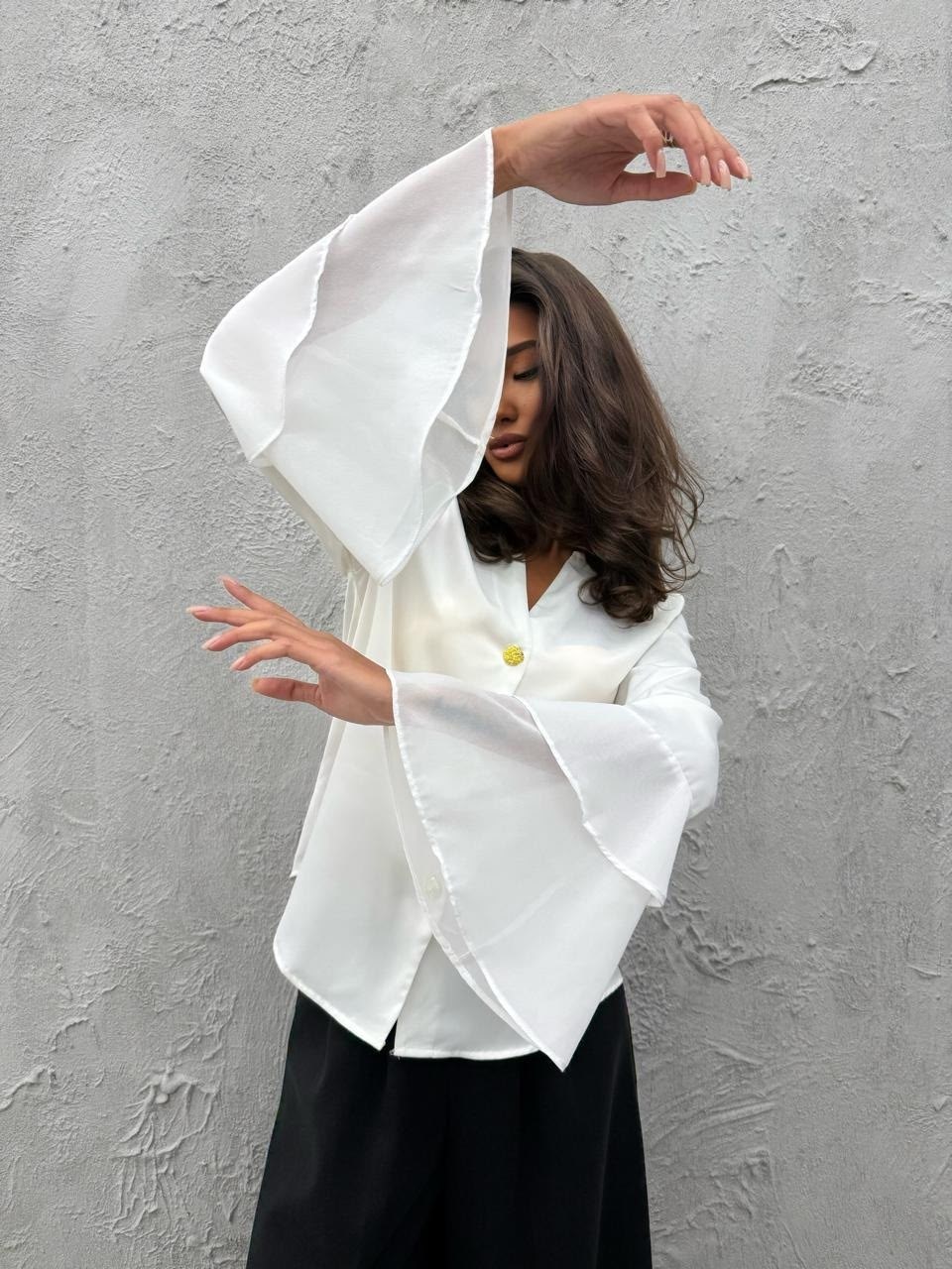 элегантная блузка,блуза,блузка легкая,блузка женская,блузка с объемным рукавом