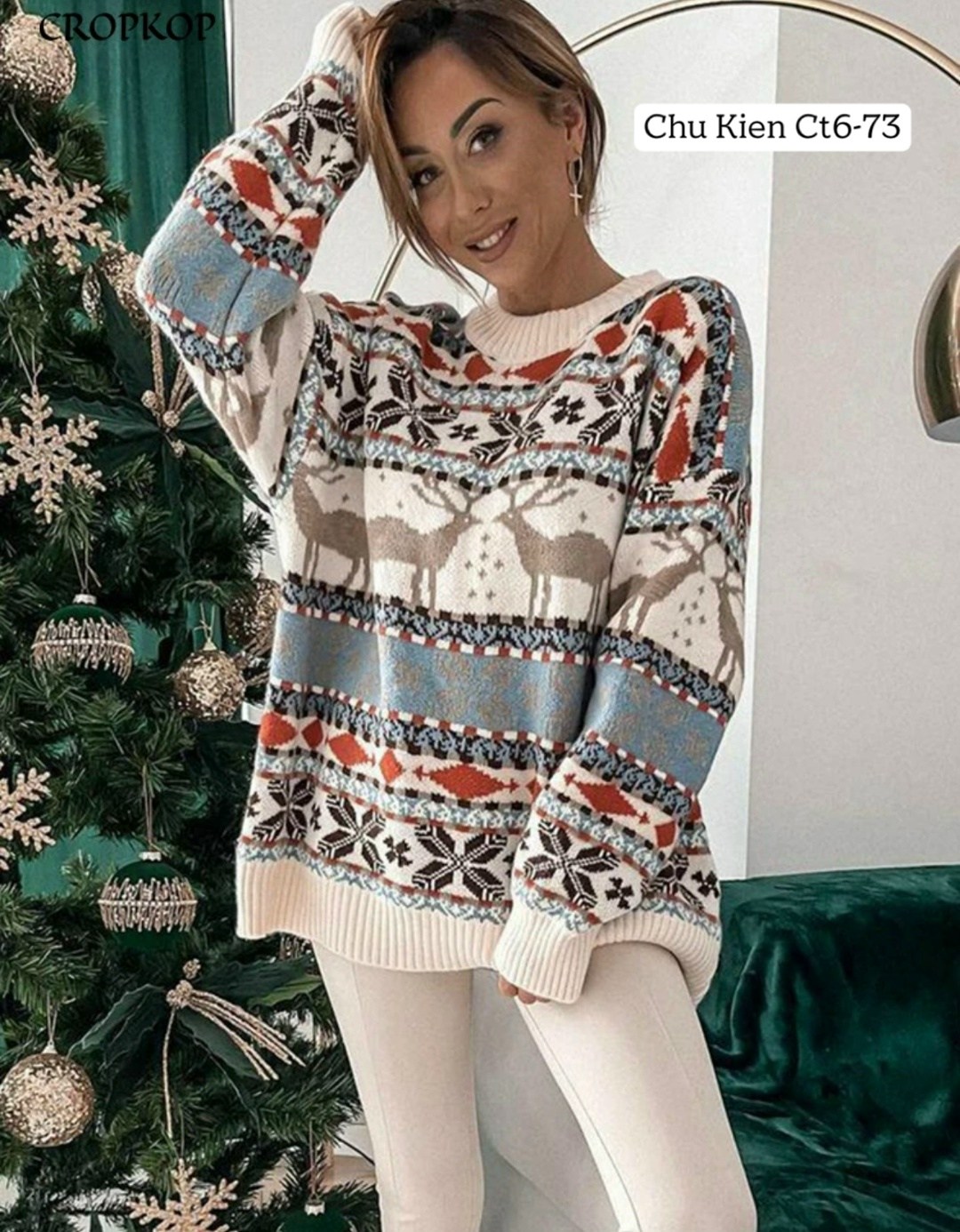 рождественские свитера,женский рождественский свитер с принтом по всей поверхности,женский рождественский свитер с принтом по всей поверхности зима 2025,свитер новогодний,женский новогодний свитер