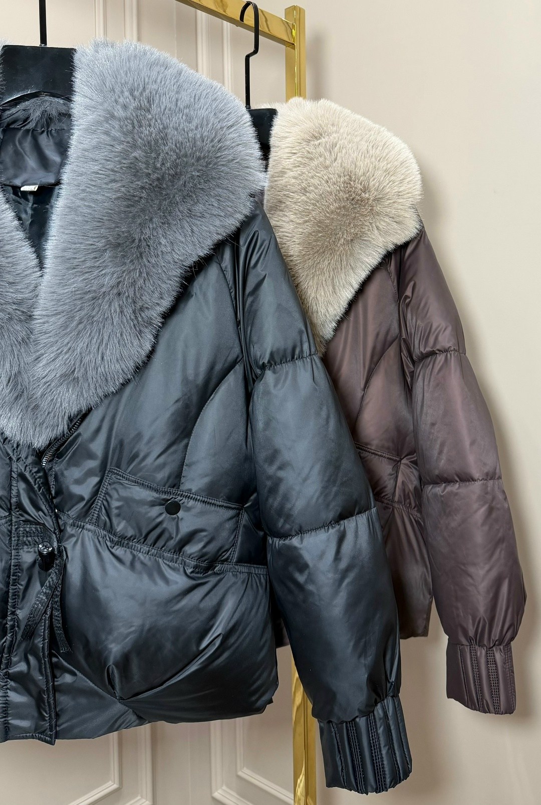 женское пальто с воротником из натурального лисьего меха, с гусиным пухом,зимняя женская куртка из натурального лисьего меха с воротником на гусином пуху,женский пуховик свободного покроя с воротником