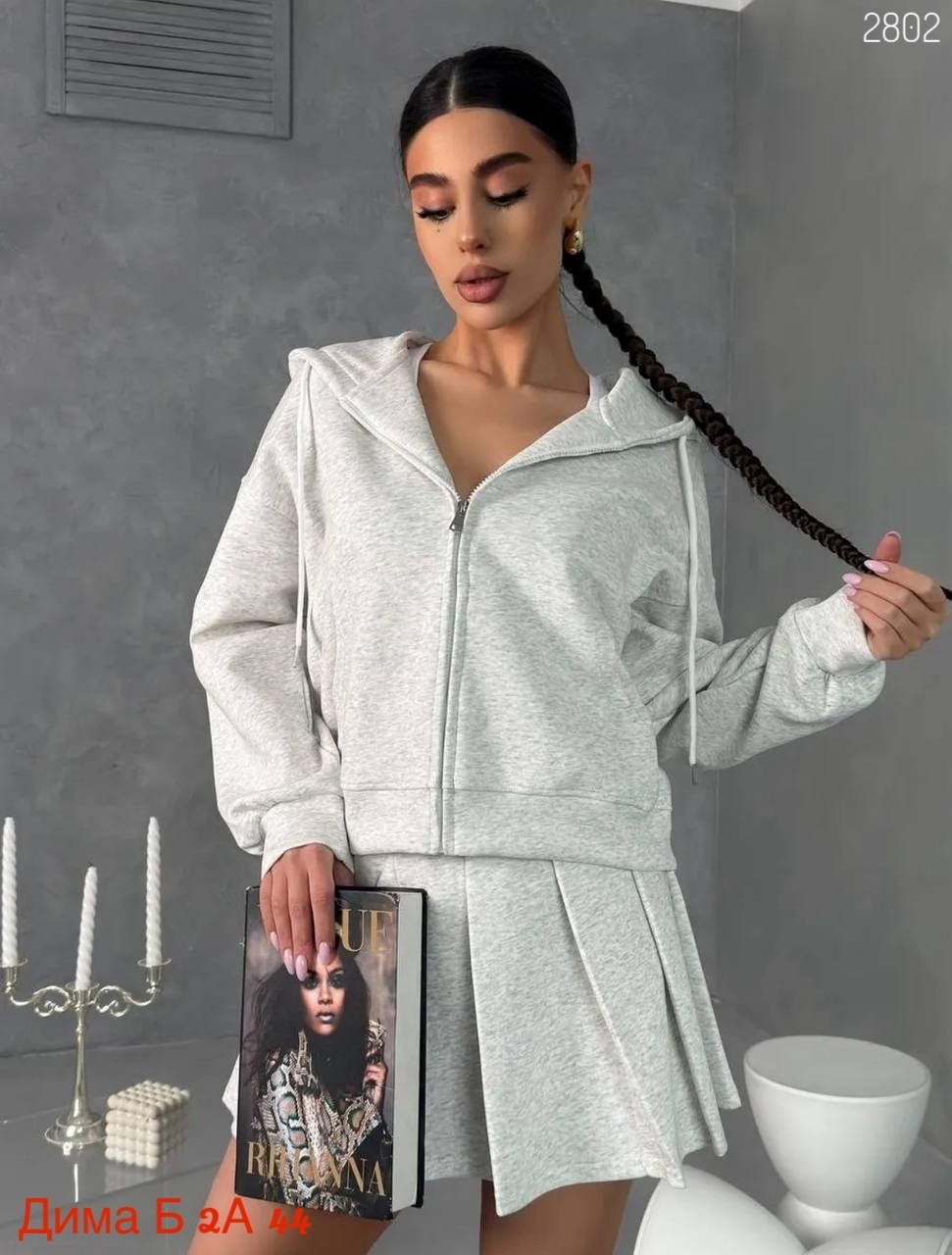 женский спортивный костюм с юбкой old money,толстовка женская,толстовка с капюшоном,женский костюм серый,спортивные костюмы