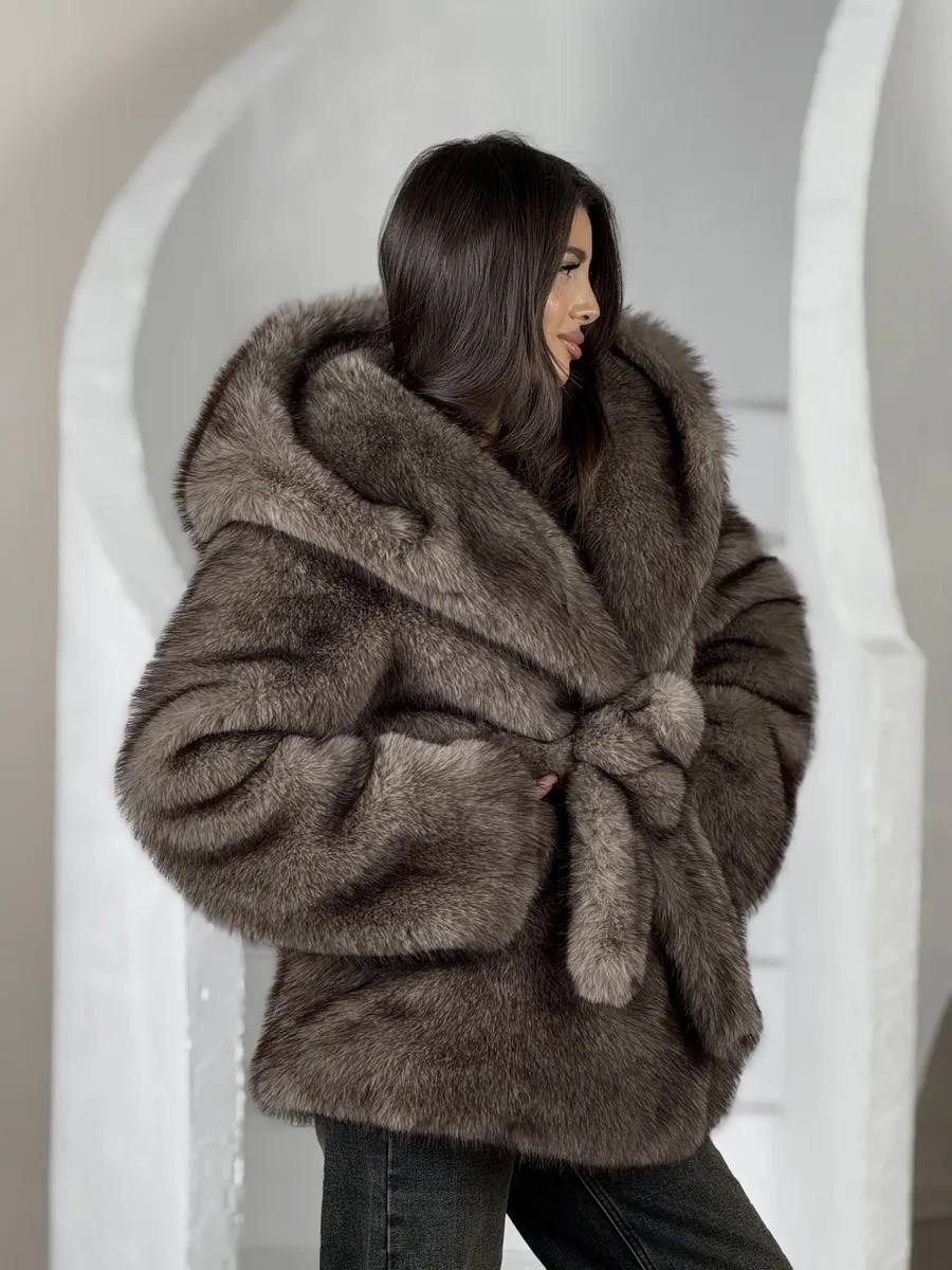 норковая шуба с капюшоном из куницы,норковая шуба с капюшоном,норковая шуба,шуба из искусственного меха под норку,женская норковая шуба с капюшоном