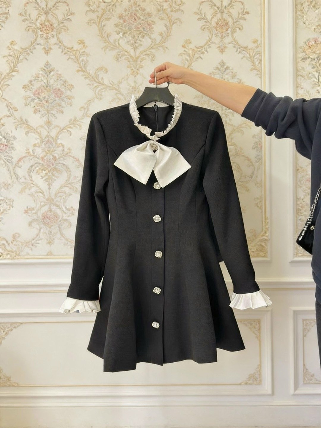 платье с бантом,платье в стиле,платье с воротником,женское платье с бантом,школьное платье