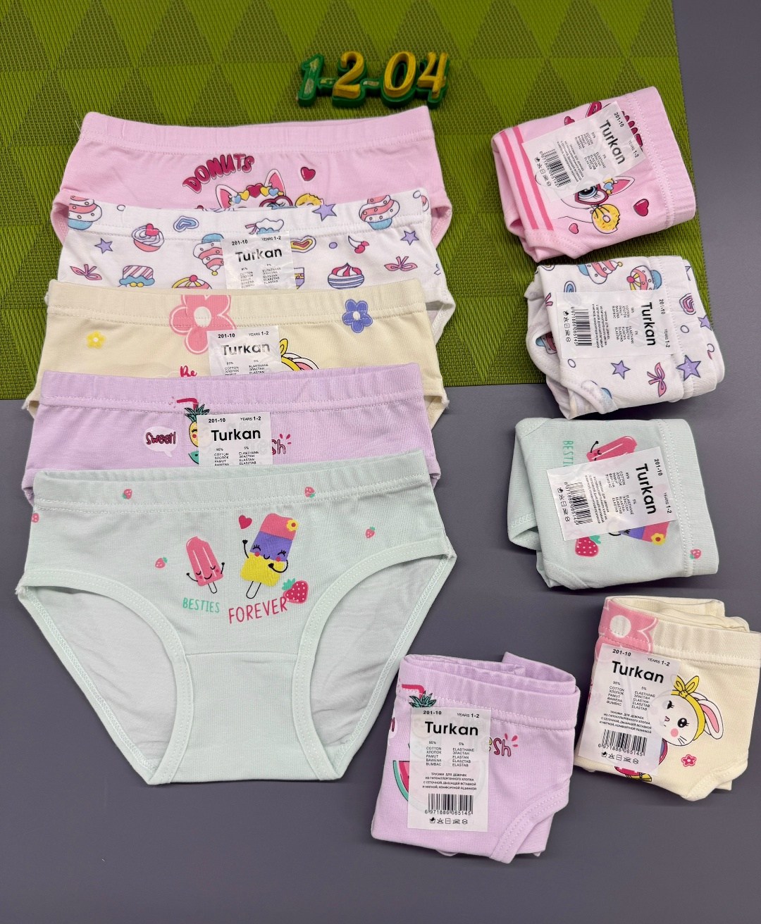 трусы хлопковые с котиком набор 10 шт tagri,трусы детские набор 5 шт turkan 200069722,трусы детские набор 5 шт turkan,трусы детские для девочек,набор трусиков для девочек