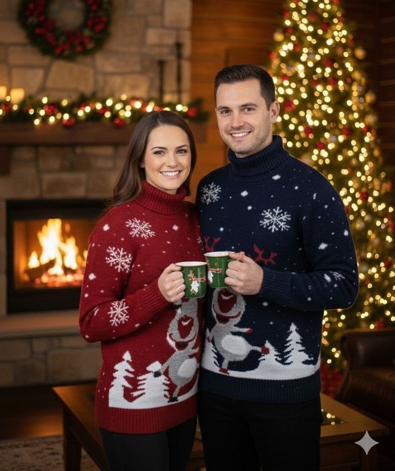 новогодний свитер,свитер с горлом новогодний с оленями вязаный family look plover,рождественские свитера,дизайн свитера,мужской свитер