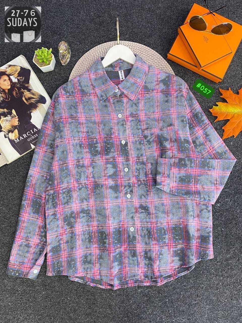 рубашка хлопок,рубашка в клетку,рубашка в клетку женская,клетчатая рубашка,рубашка женская 7007 "клетка № 4"