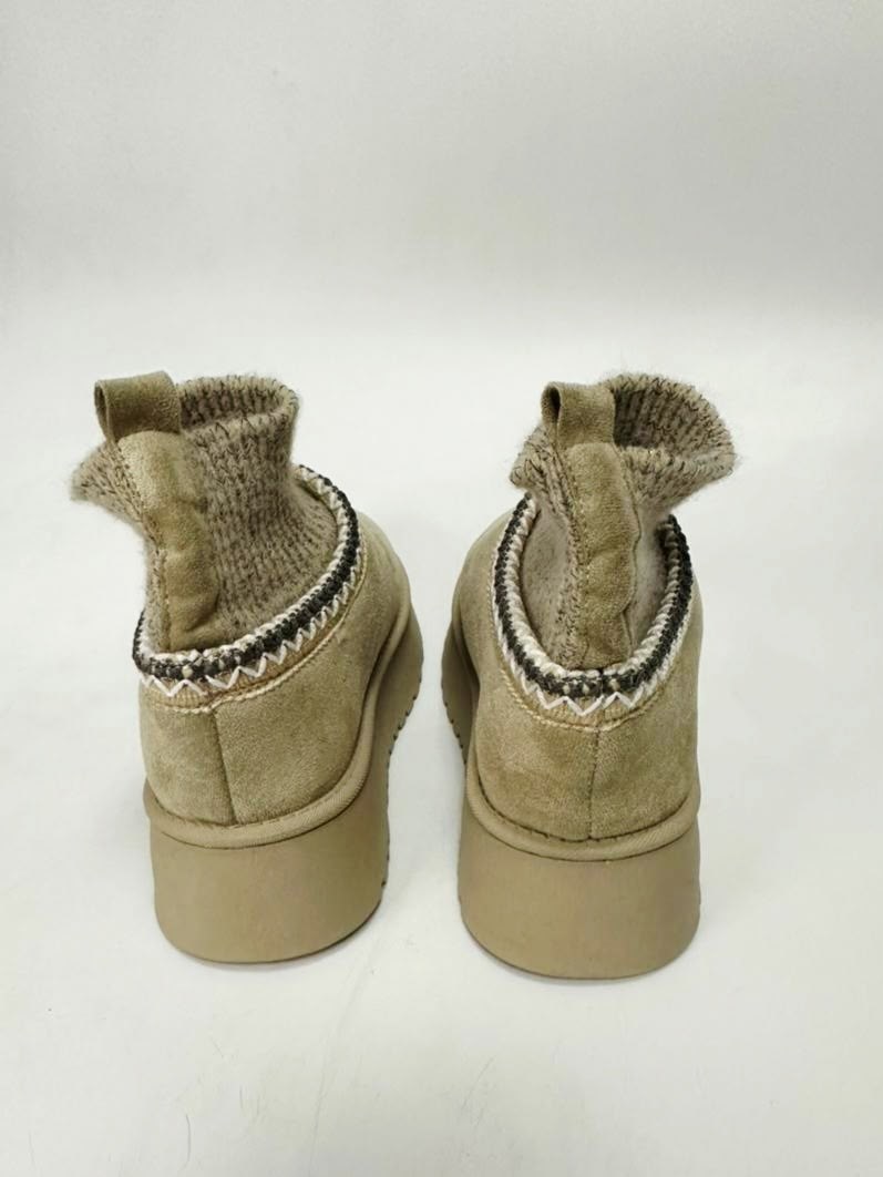 угги зимние tazz platform knit цвет светло-коричневый,женские угги,угги женские ugg,,угги зимние женские короткие на платформе с носочком elturmoda