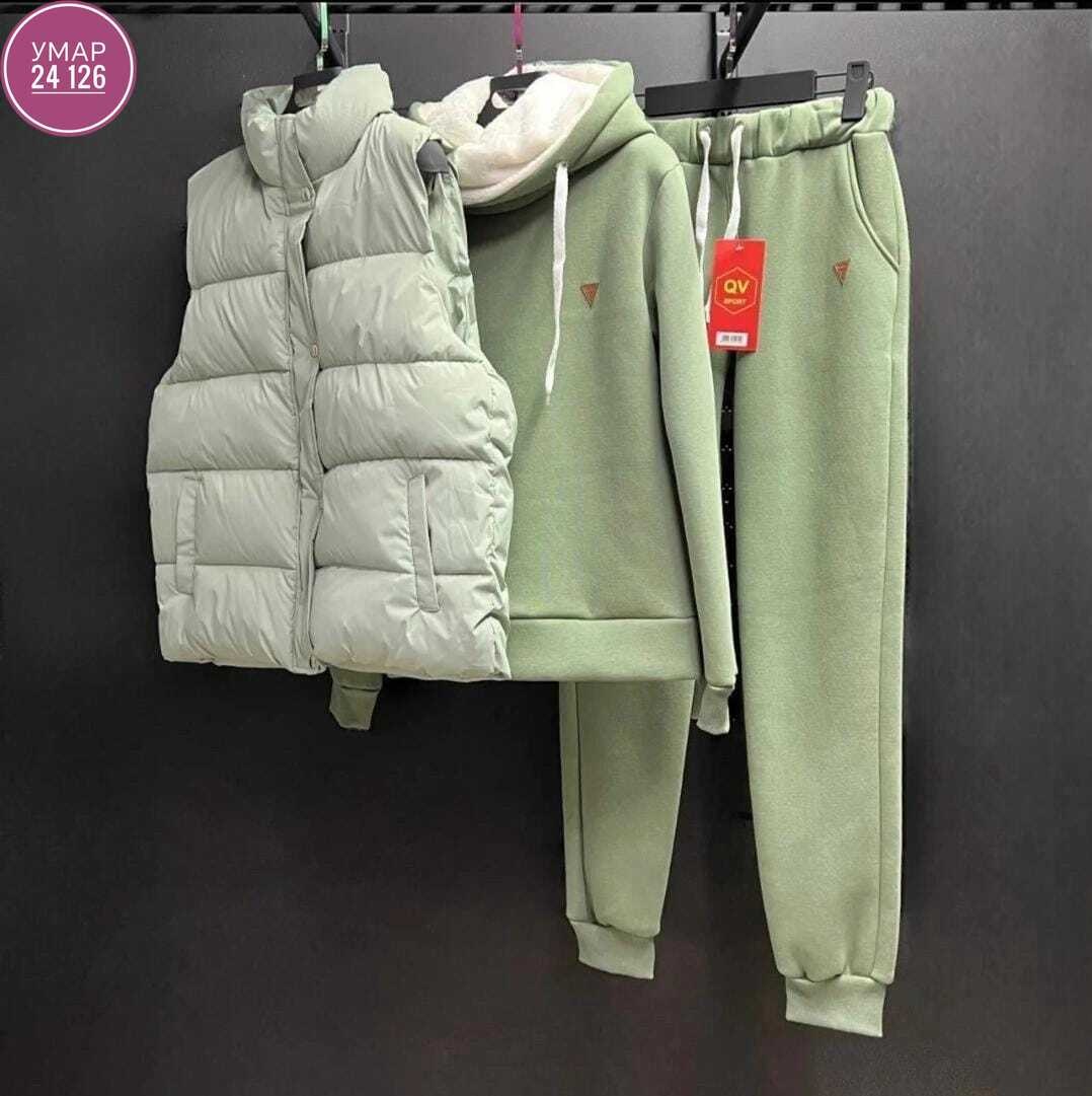 костюм тройка женский спортивный,костюм тройка женский,теплый спортивный костюм на флисе с жилеткой halein,комплект жилетка,костюм на флисе