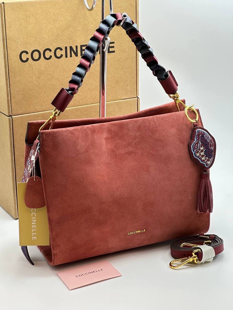 coccinelle сумка boheme suede bimaterial,замшевая сумка,сумка coccinelle,сумка,сумка женская brand-on из натуральной кожи и замши
