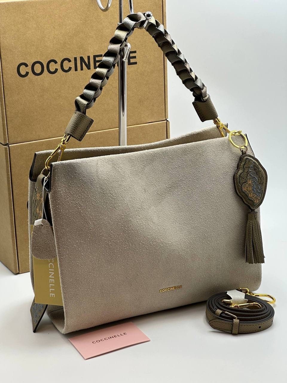 coccinelle сумка boheme suede bimaterial,замшевая сумка,сумка coccinelle,сумка,сумка женская brand-on из натуральной кожи и замши