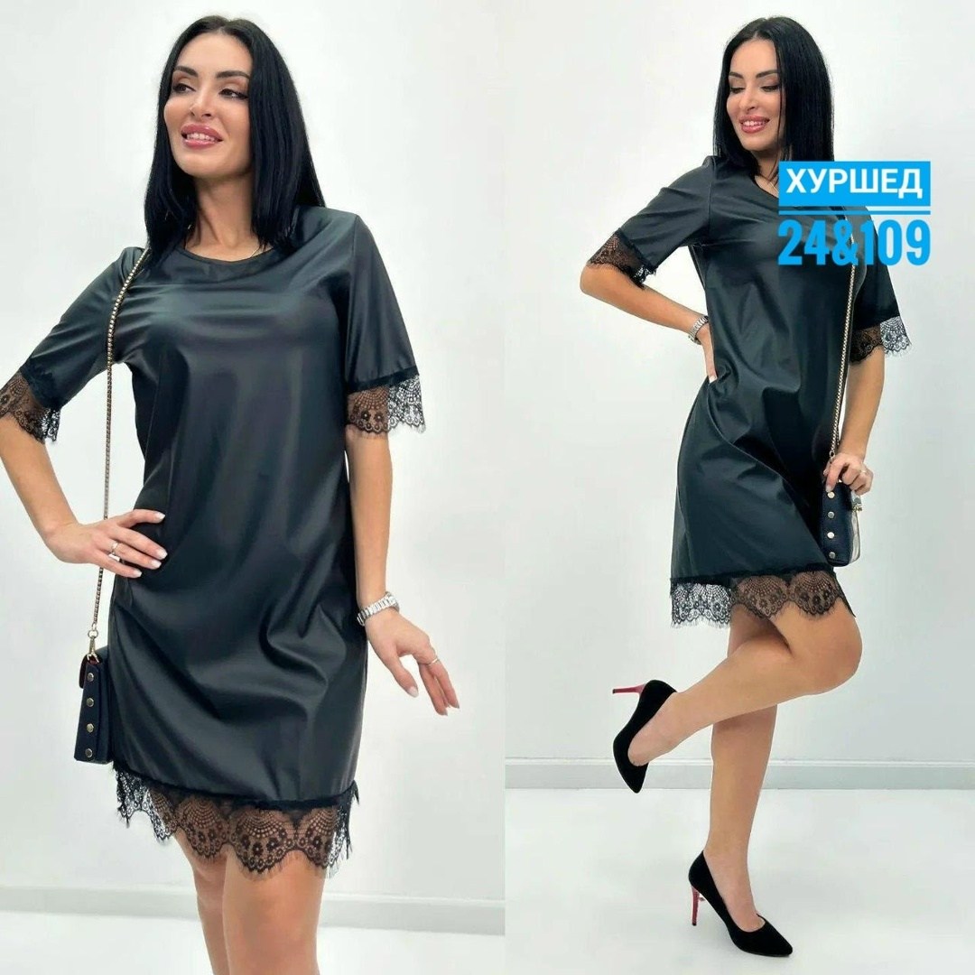 женское платье с кружевом,платье миди из экокожи,платье из экокожи,платье из эко-кожи,платье с кружевом внизу