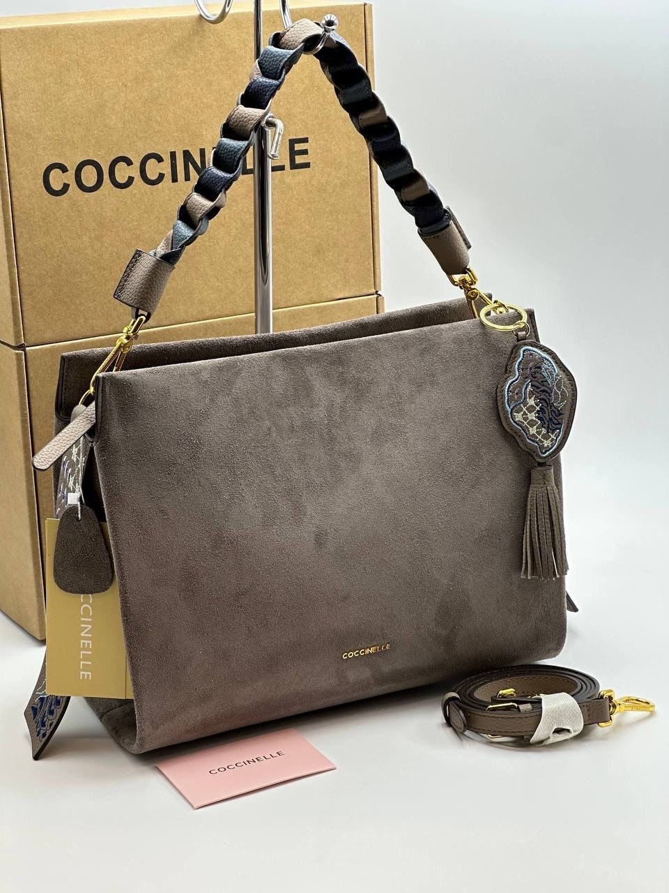 coccinelle сумка boheme suede bimaterial,замшевая сумка,сумка coccinelle,сумка,сумка женская brand-on из натуральной кожи и замши