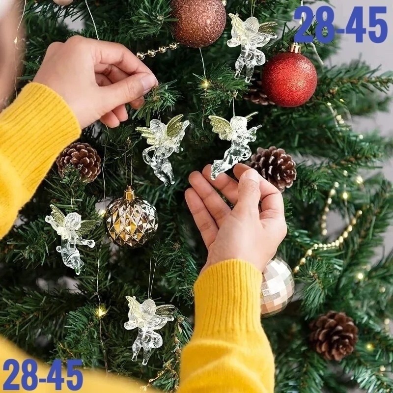 золотой рождественский ангел подвеска,рождественский прозрачный ангел с золотыми украшениями,акриловые украшения с ангелами для рождественской елки,новогодние украшения елочные игрушки ангелы 4 шт,рож