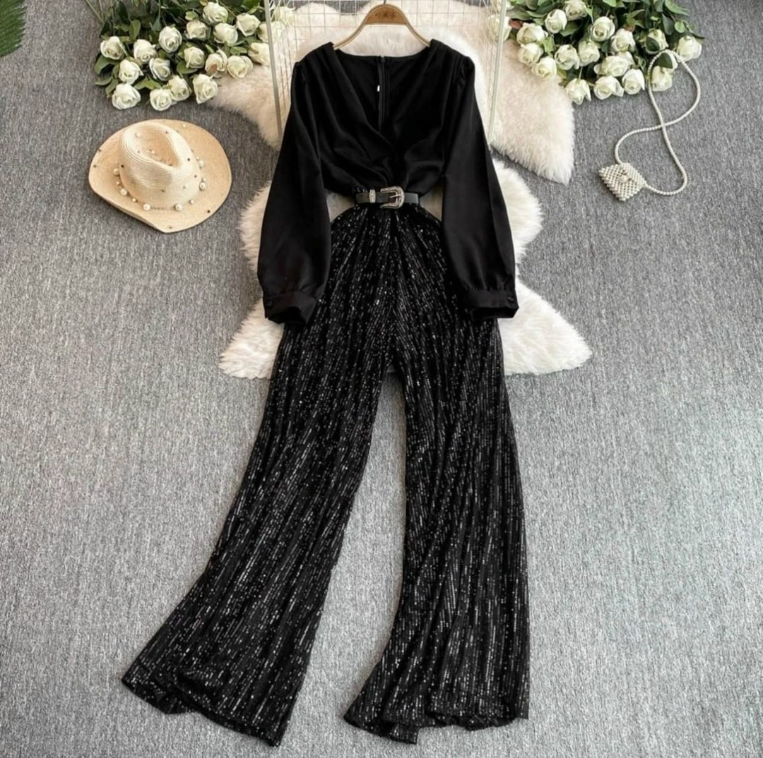 элегантные комбинезоны,вечерние комбинезоны,элегантные женские комбинезоны,комбинезон с широкими штанинами,блестящий комбинезон