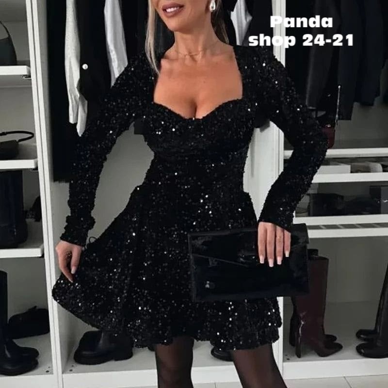 платье трапециевидной формы с блестками,,платье клубное с квадратным воротником и блестками,платье для взрослых,бархатное платье для вечеринок с блестками