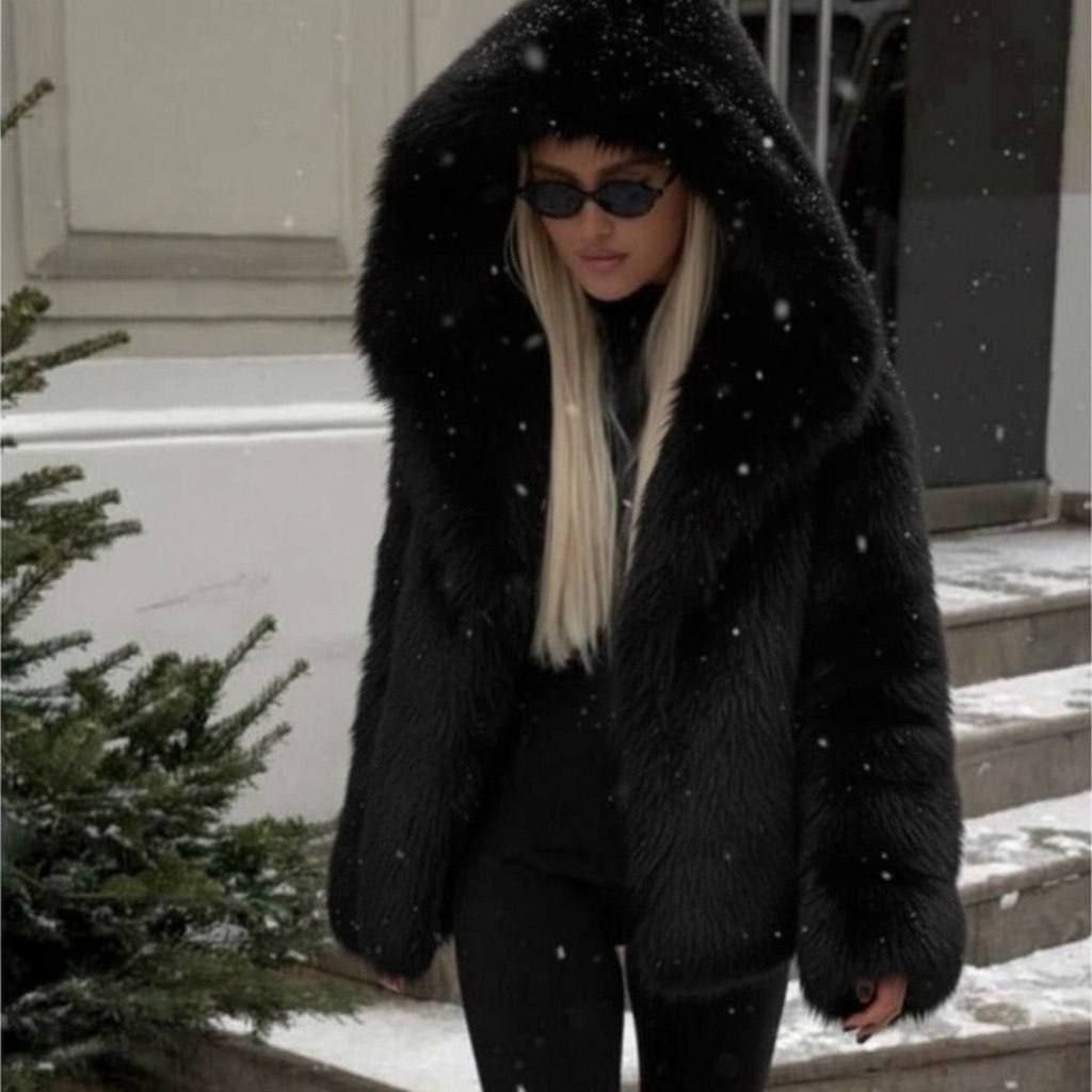 шуба стиль,шуба,шуба женская из искусственного меха,шубка с капюшоном,шуба с капюшоном
