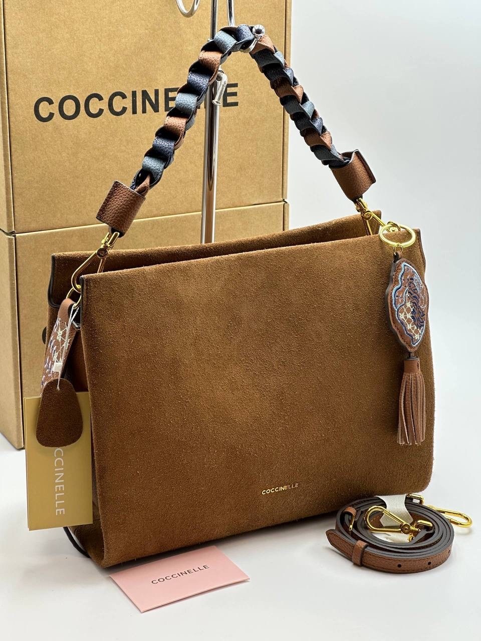 coccinelle сумка boheme suede bimaterial,замшевая сумка,сумка coccinelle,сумка,сумка женская brand-on из натуральной кожи и замши