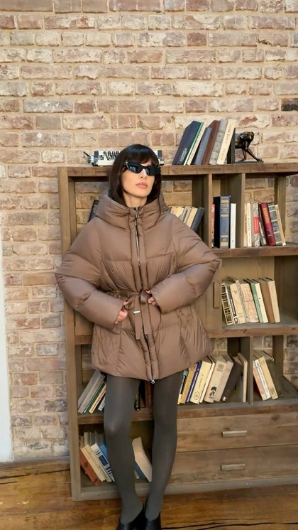 куртка,куртка зимняя женская,объемный пуховик,коричневый пуховик,пуховик