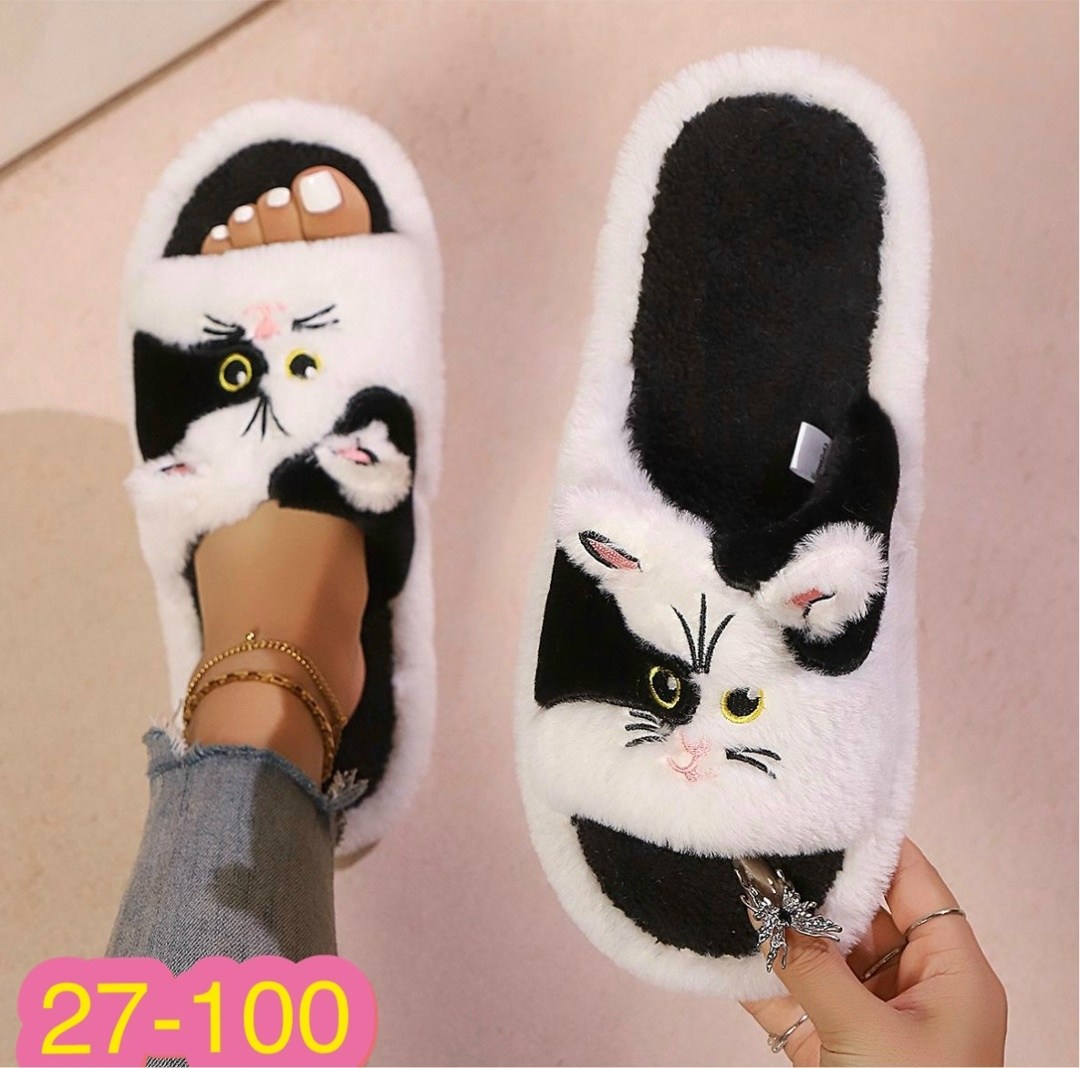 женские домашние тапочки с открытым носком,cat slippers женские легкие пушистые домашние тапочки,джум новые модные и милые кошачьи тапочки,тапки домашние женские с принтом кошки,домашние тапочки для ж