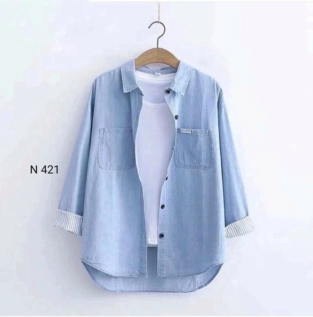 рубашка женская,рубашка джинсовая женская,женская джинсовая рубашка с длинным рукавом,рубашка женская в полоску голубая,джинсовая рубашка с длинными рукавами для