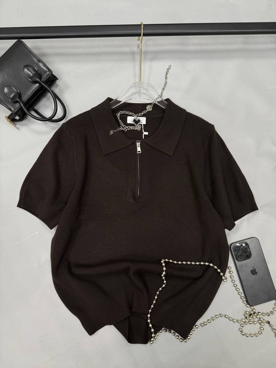 женская футболка поло,поло с замком,женская кофта,женская стильная футболка поло на короткой молнии,женская футболка