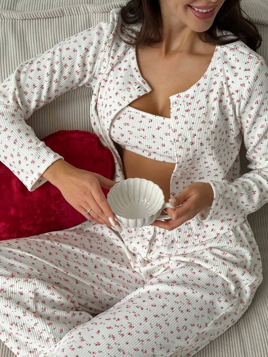 женская пижама,пижама 3 в 1 тройка со штанами lightly,женская пижама 3 в 1 тройка со штанами lightly 268117051,пижама женская комплект,пижама 3 в 1 тройка со штанами lightly цвет белый