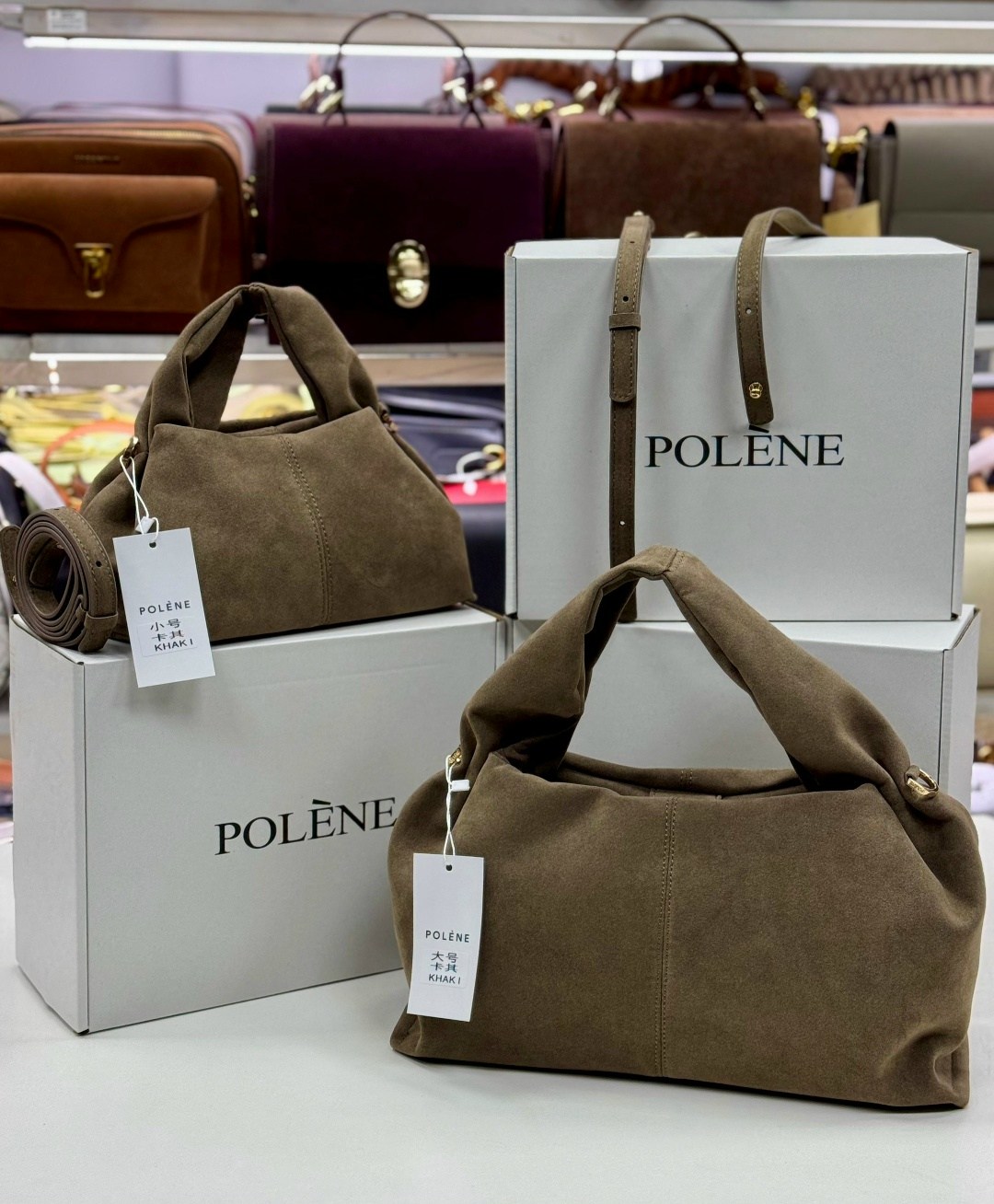 женская замшевая сумка,сумка женская polene натуральная замша,сумка polene натуральная замша светло-коричневый,замшевая сумка,замшевые сумки для женщин