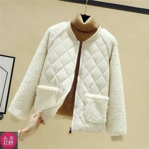 женская короткая куртка из овечьей шерсти,женская куртка из овечьей шерсти,легкая стеганая куртка женская,женская куртка из искусственной овечьей шерсти,куртка модная