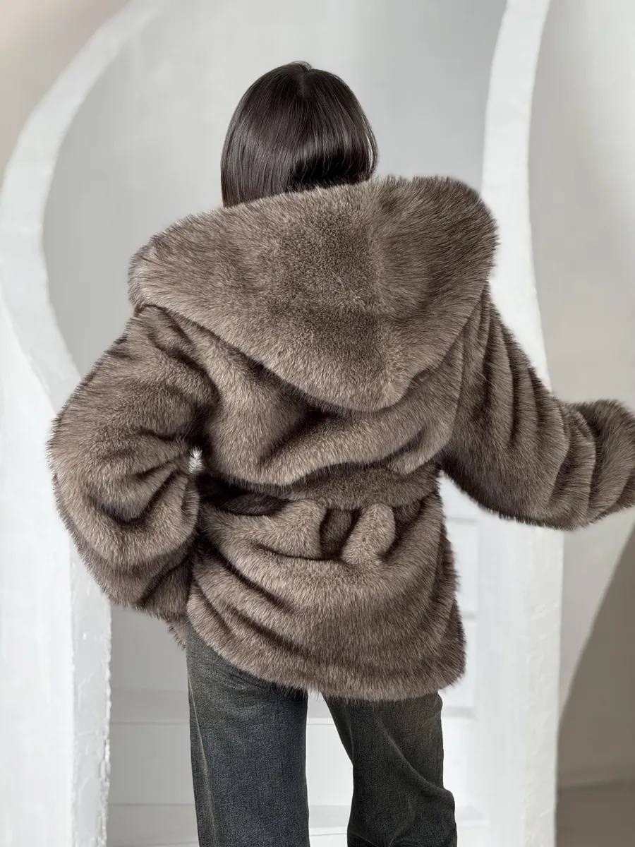 норковая шуба с капюшоном из куницы,норковая шуба с капюшоном,норковая шуба,шуба из искусственного меха под норку,женская норковая шуба с капюшоном