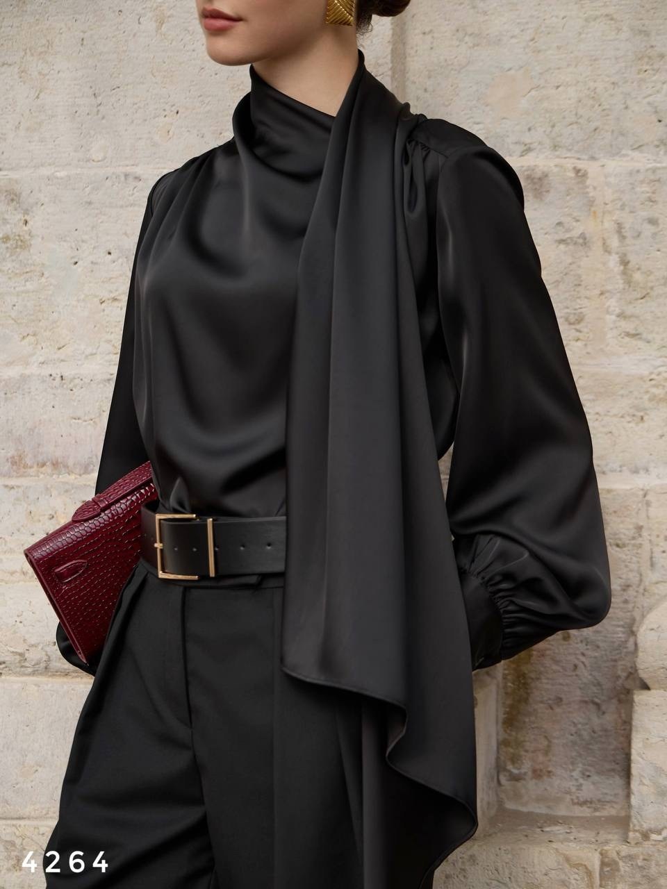 блуза свободного кроя,блузка элегантная,блуза из струящейся ткани,объемные рукава,длинные рукава