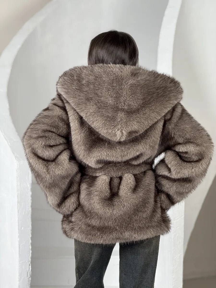 норковая шуба с капюшоном из куницы,норковая шуба с капюшоном,норковая шуба,шуба из искусственного меха под норку,женская норковая шуба с капюшоном