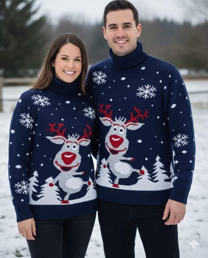 новогодний свитер,свитер с горлом новогодний с оленями вязаный family look plover,рождественские свитера,дизайн свитера,мужской свитер