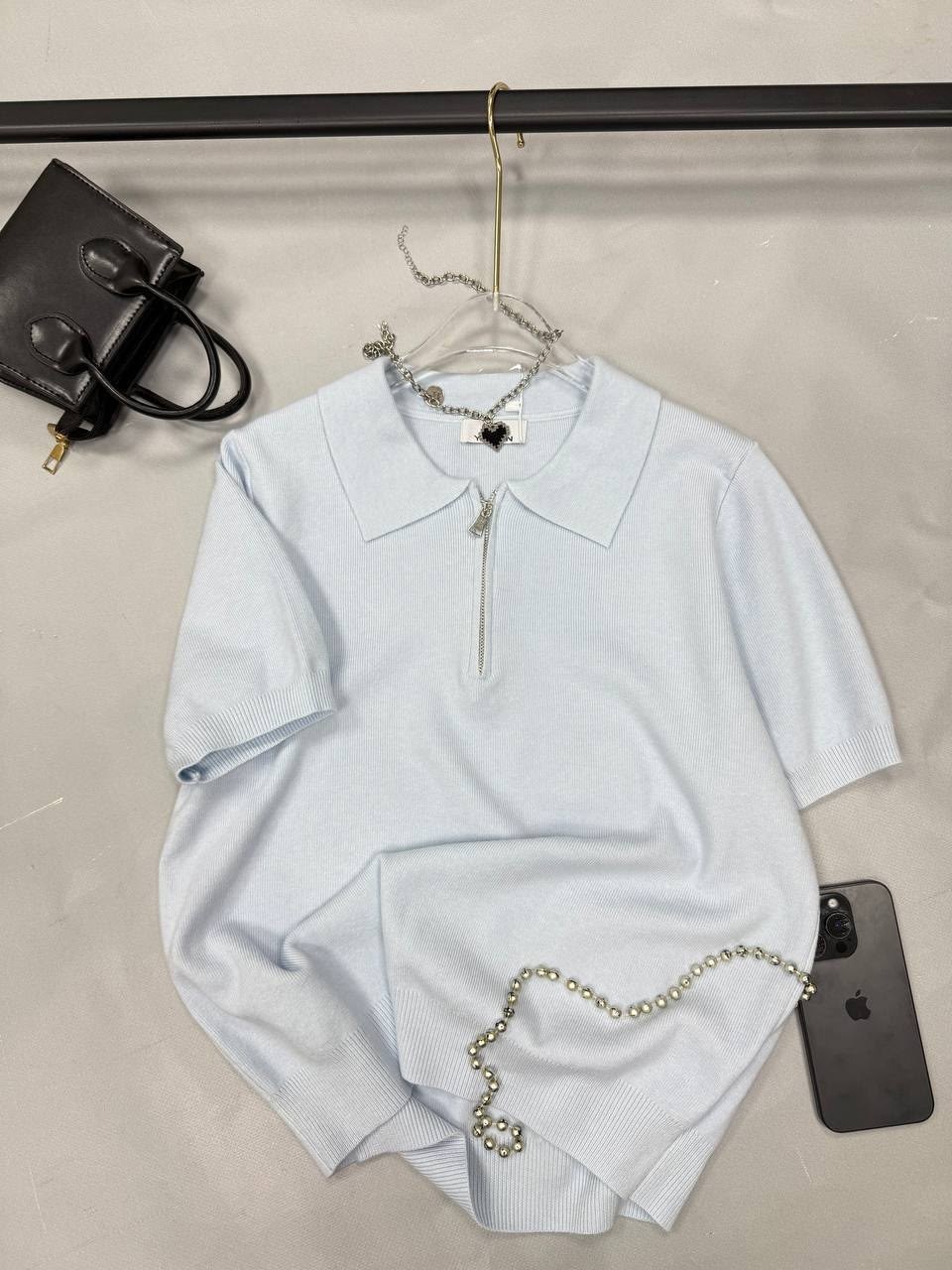 женская футболка поло,поло с замком,женская кофта,женская стильная футболка поло на короткой молнии,женская футболка