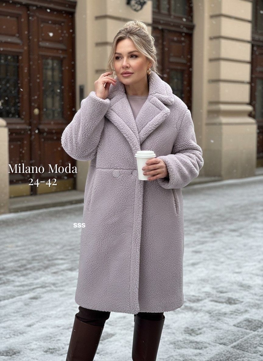 сиреневое пальто тедди экомех женское ветка onesize 42 - 50,женская шуба,экошуба тедди под сиреневую овчину,пальто шуба,шуба тедди