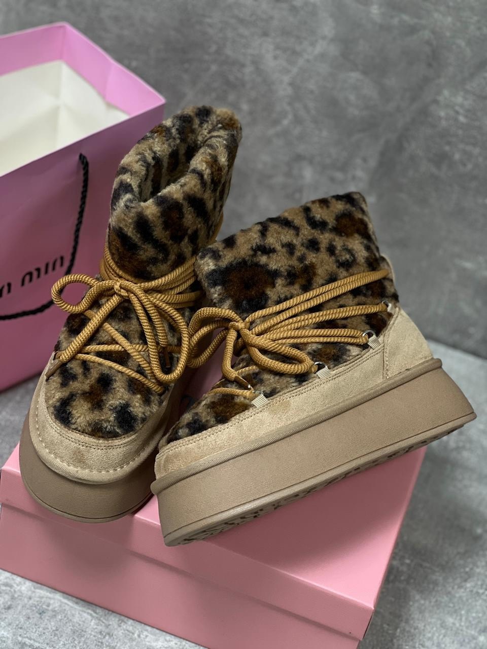 угги луноходы меховые на высокой подошве besmoda shoes 256523753,,женские угги,луноходы женские,угги зимние с мехом на завязках valentina wang