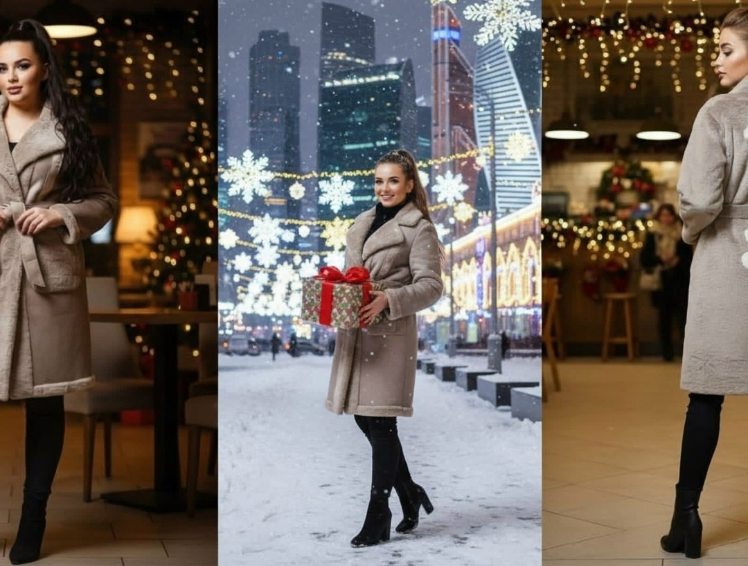 дубленка искусственная зимняя ice collection,дубленка двухсторонняя,пальто с мехом,зимние пальто женские,модные дубленки 2025