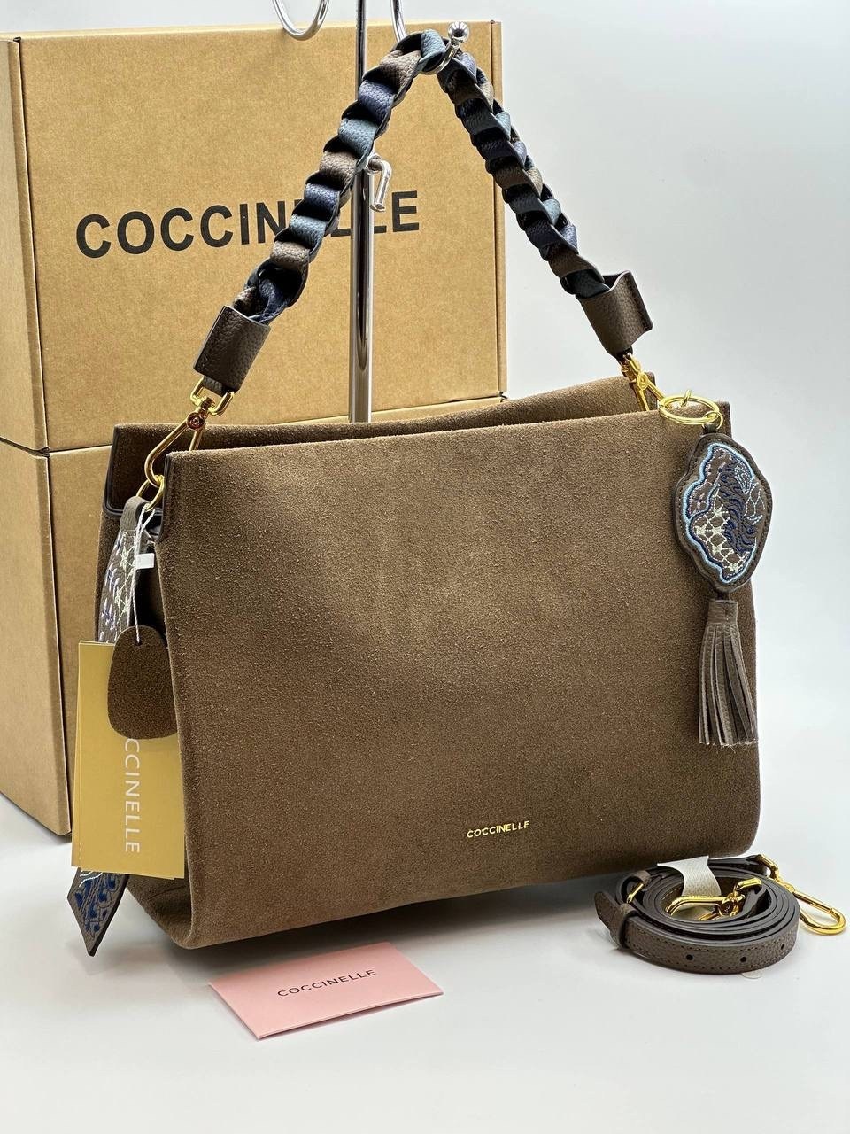 coccinelle сумка boheme suede bimaterial,замшевая сумка,сумка coccinelle,сумка,сумка женская brand-on из натуральной кожи и замши