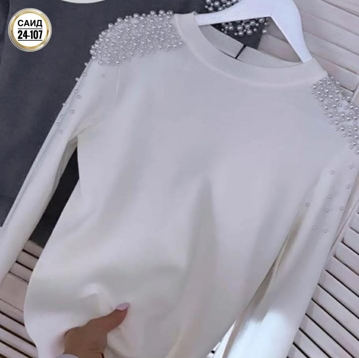кофта женская,кофта модная,кофта женская с бусинами,кофта белая,кофта с бусинами
