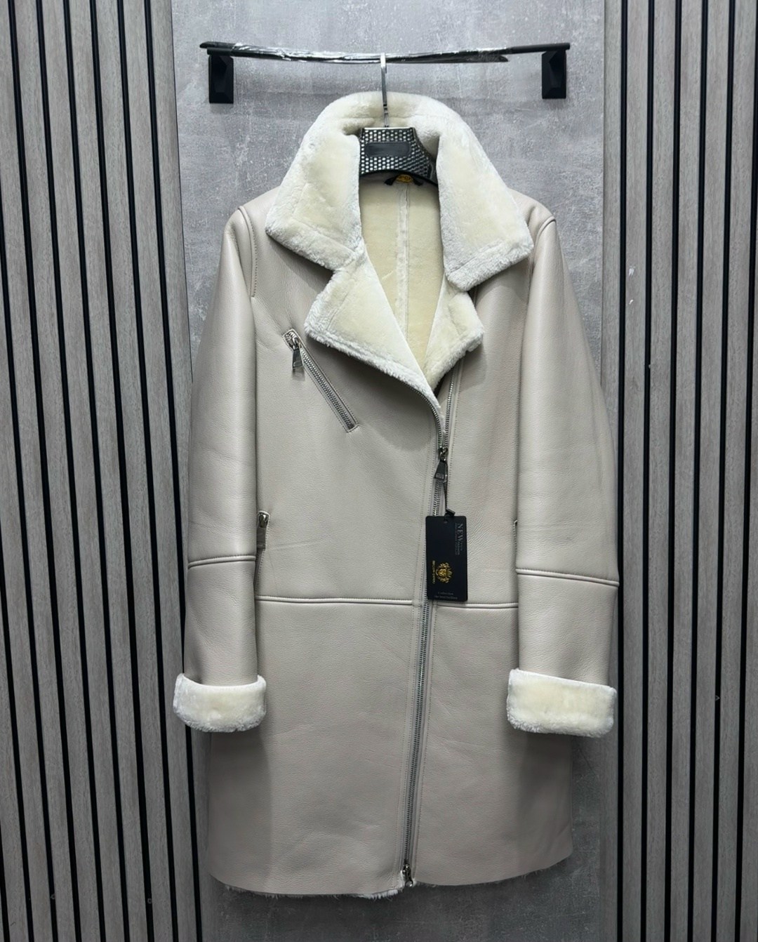 дубленка женская,дубленка молочная из искусственной кожи 90 см,дублёнка,стильная дубленка,дубленка