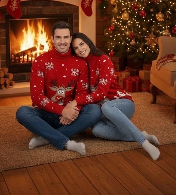 новогодний свитер,свитер с горлом новогодний с оленями вязаный family look plover,рождественские свитера,дизайн свитера,мужской свитер