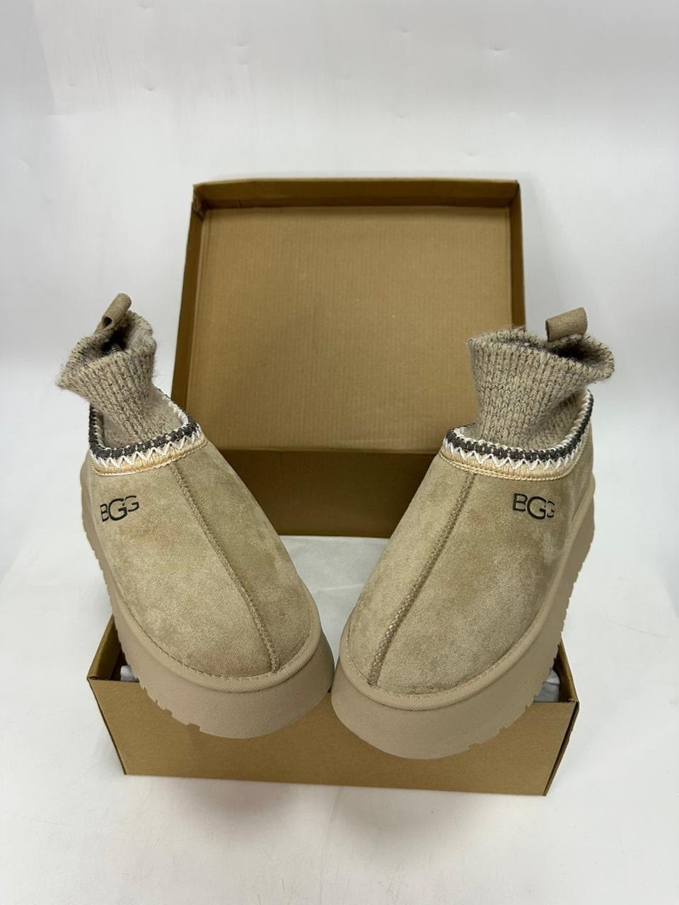 угги зимние tazz platform knit цвет светло-коричневый,женские угги,угги женские ugg,,угги зимние женские короткие на платформе с носочком elturmoda