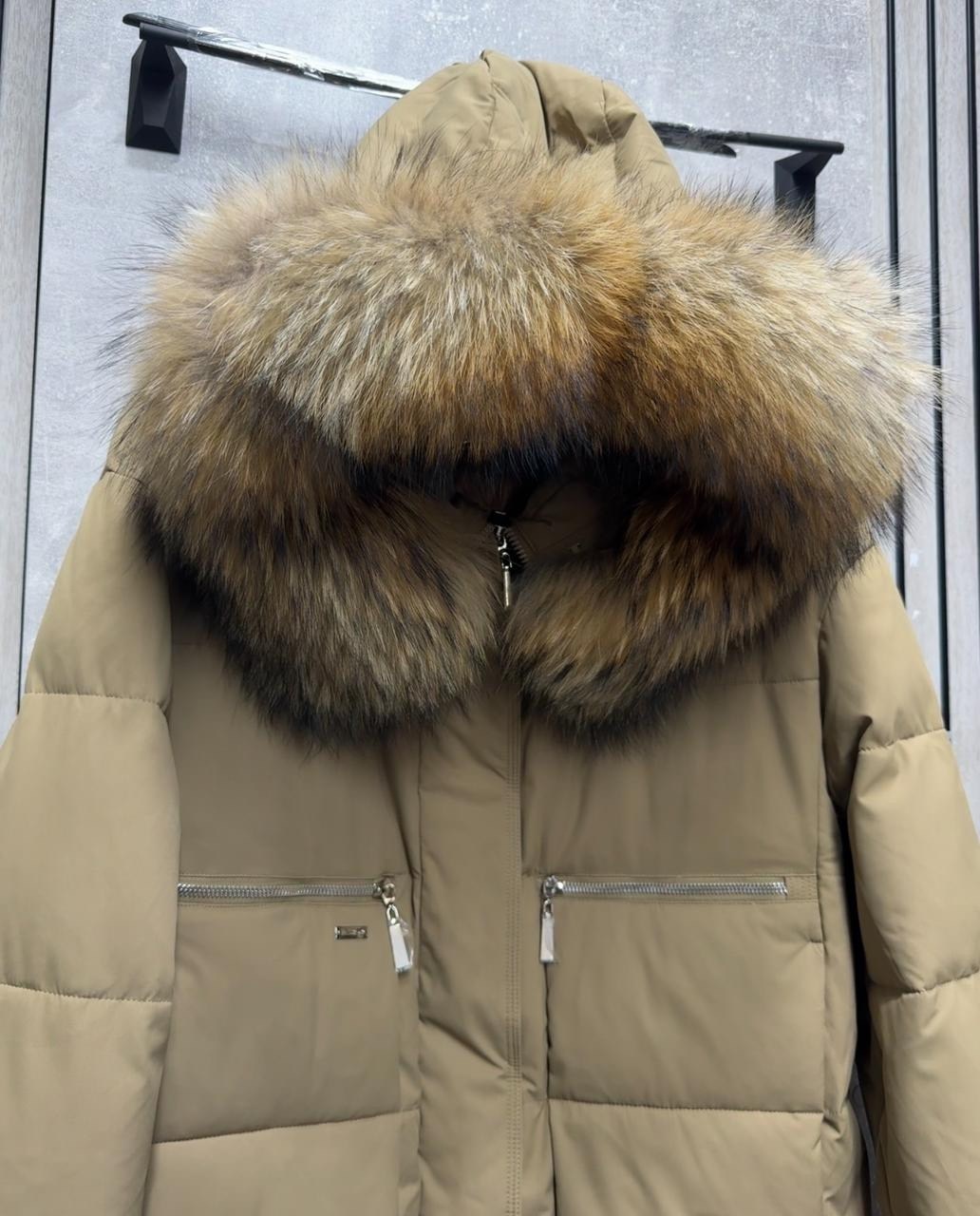 пуховик женский,куртка пуховик зима мех натуральный,пуховик бежевый,пуховик зимний женский,короткий пуховик
