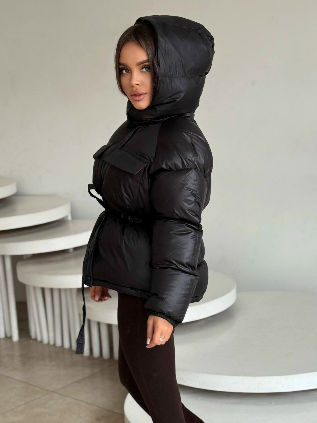 женская куртка,стильная куртка,куртка пуховик,куртка с поясом,пуховик женский