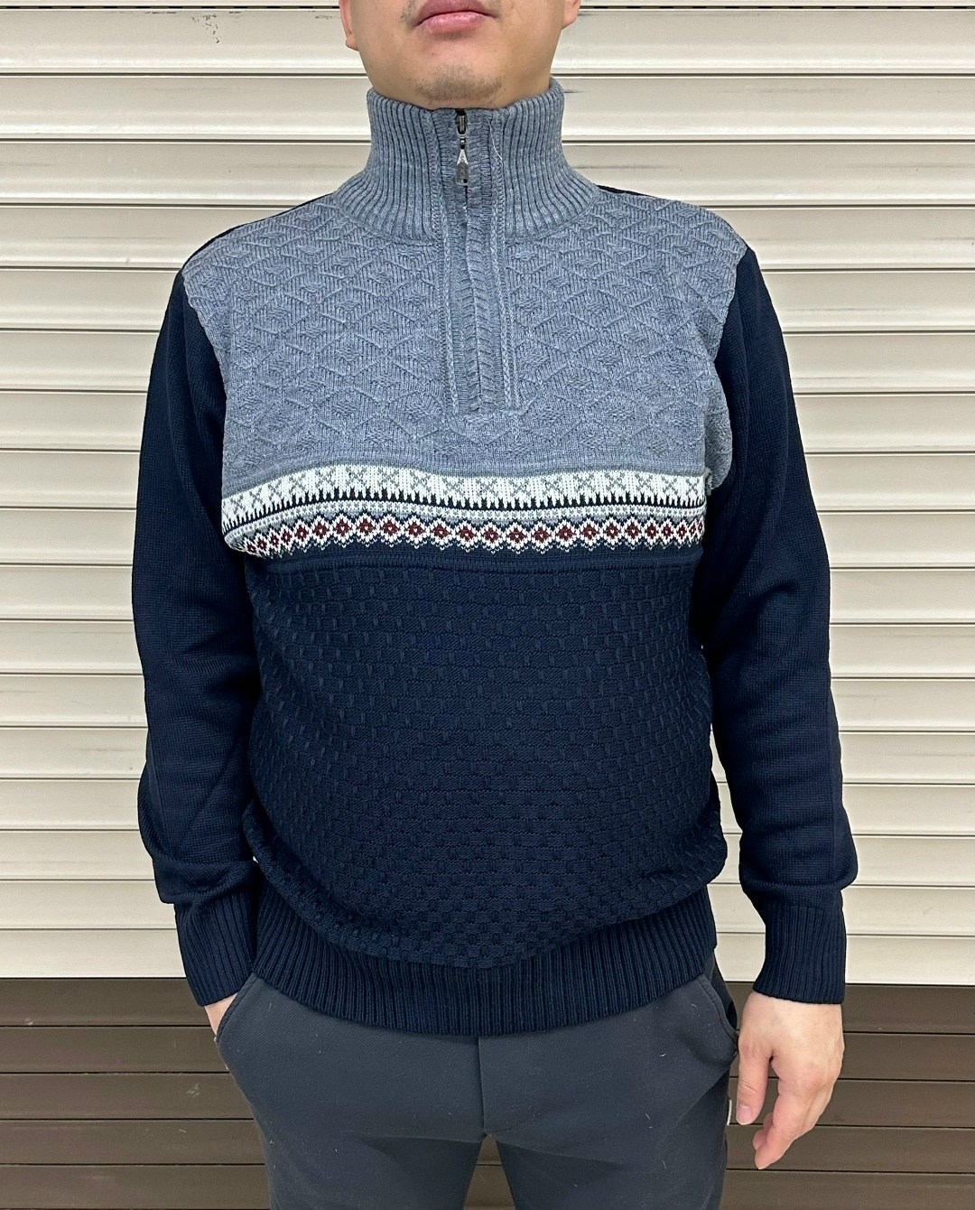 мужские вязаные свитера,свитер кофта,теплый свитер с горлом на молнии вязаный,свитер мужской plover-777,свитер