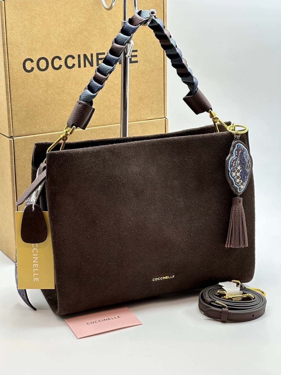 coccinelle сумка boheme suede bimaterial,замшевая сумка,сумка coccinelle,сумка,сумка женская brand-on из натуральной кожи и замши