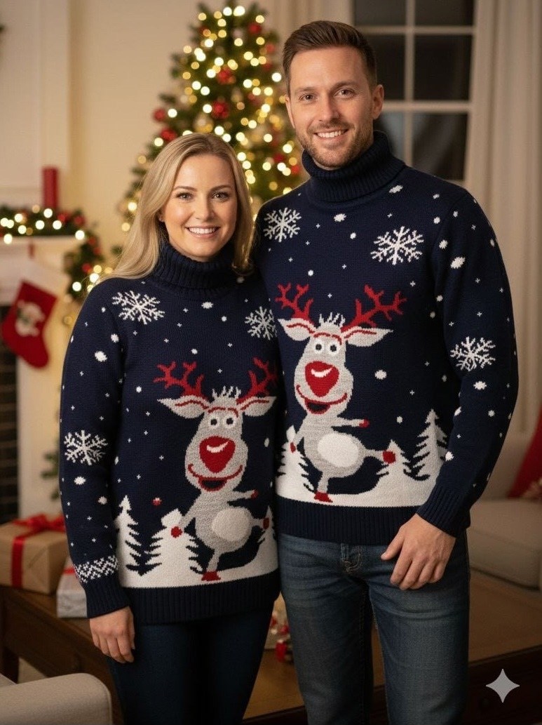 новогодний свитер,свитер с горлом новогодний с оленями вязаный family look plover,рождественские свитера,дизайн свитера,мужской свитер