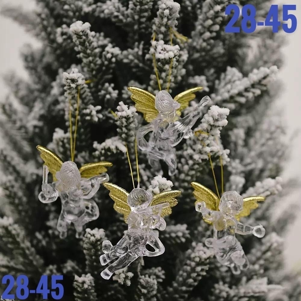 золотой рождественский ангел подвеска,рождественский прозрачный ангел с золотыми украшениями,акриловые украшения с ангелами для рождественской елки,новогодние украшения елочные игрушки ангелы 4 шт,рож