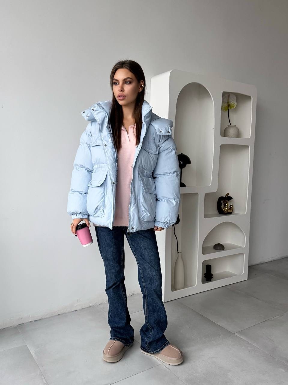 демисезонная куртка,куртка женская голубая,куртка голубая,куртка оверсайз,голубой оверсайз пуховик