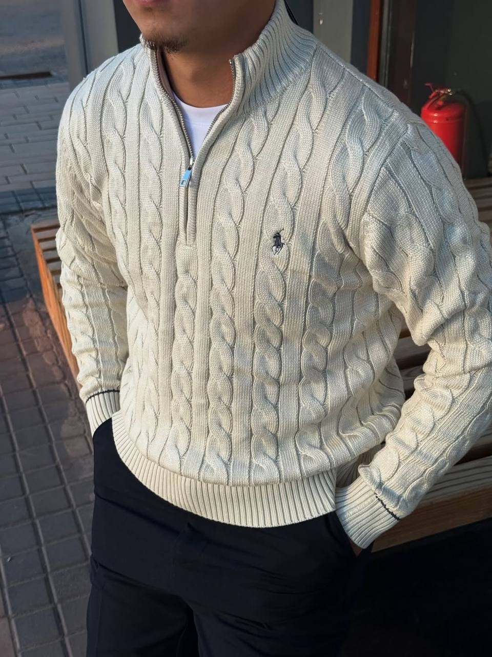 свитер мужской polo ralph lauren вязаный с воротником на молнии синий,свитера поло ральф лорен мужские,мужской свитер,джемпер polo ralph lauren,polo ralph lauren свитер